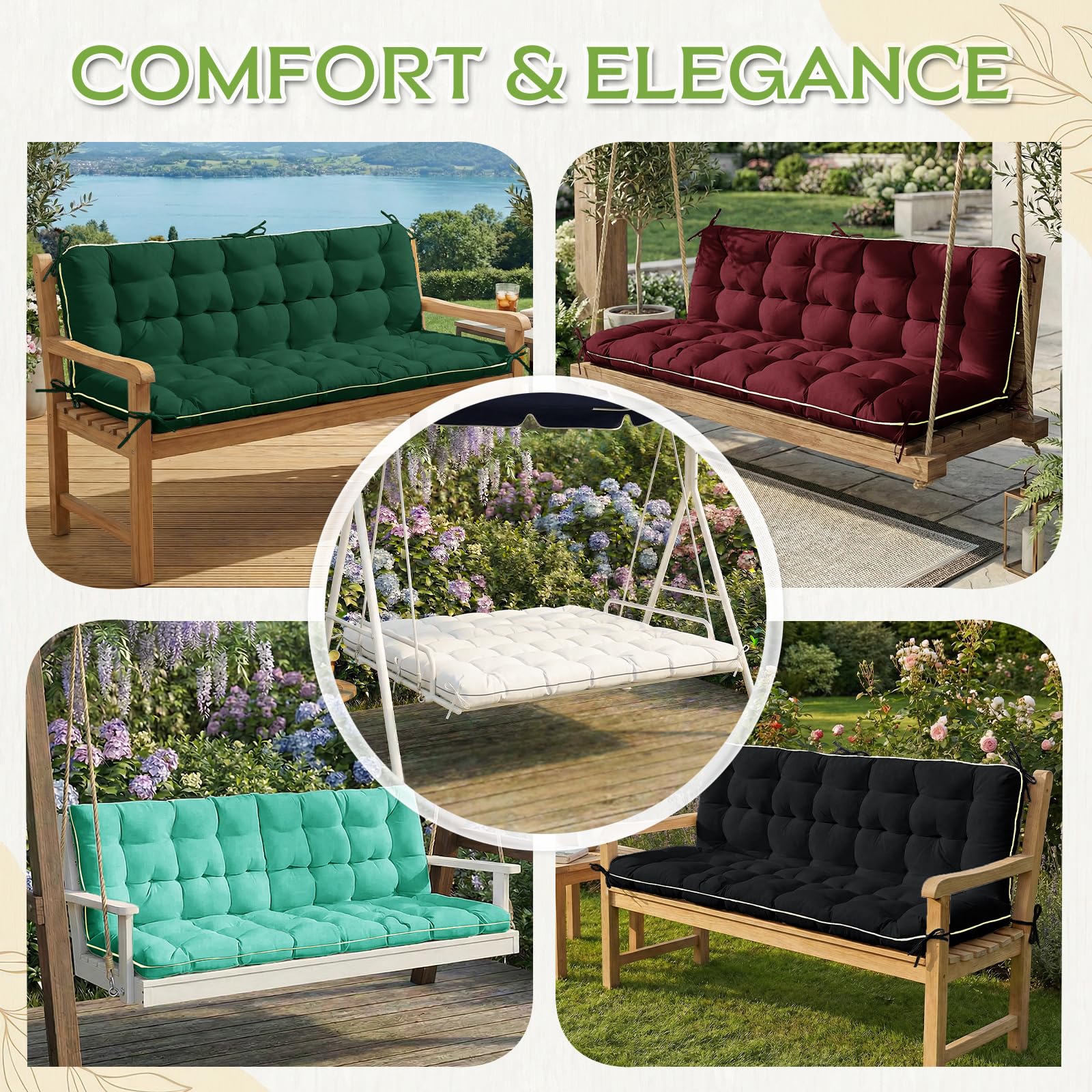 AS AWESLING multiple tie straps securing cushion to swing for stability