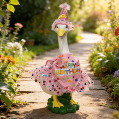 ASDFG front view of 20-inch goose statue greeting guests outdoors