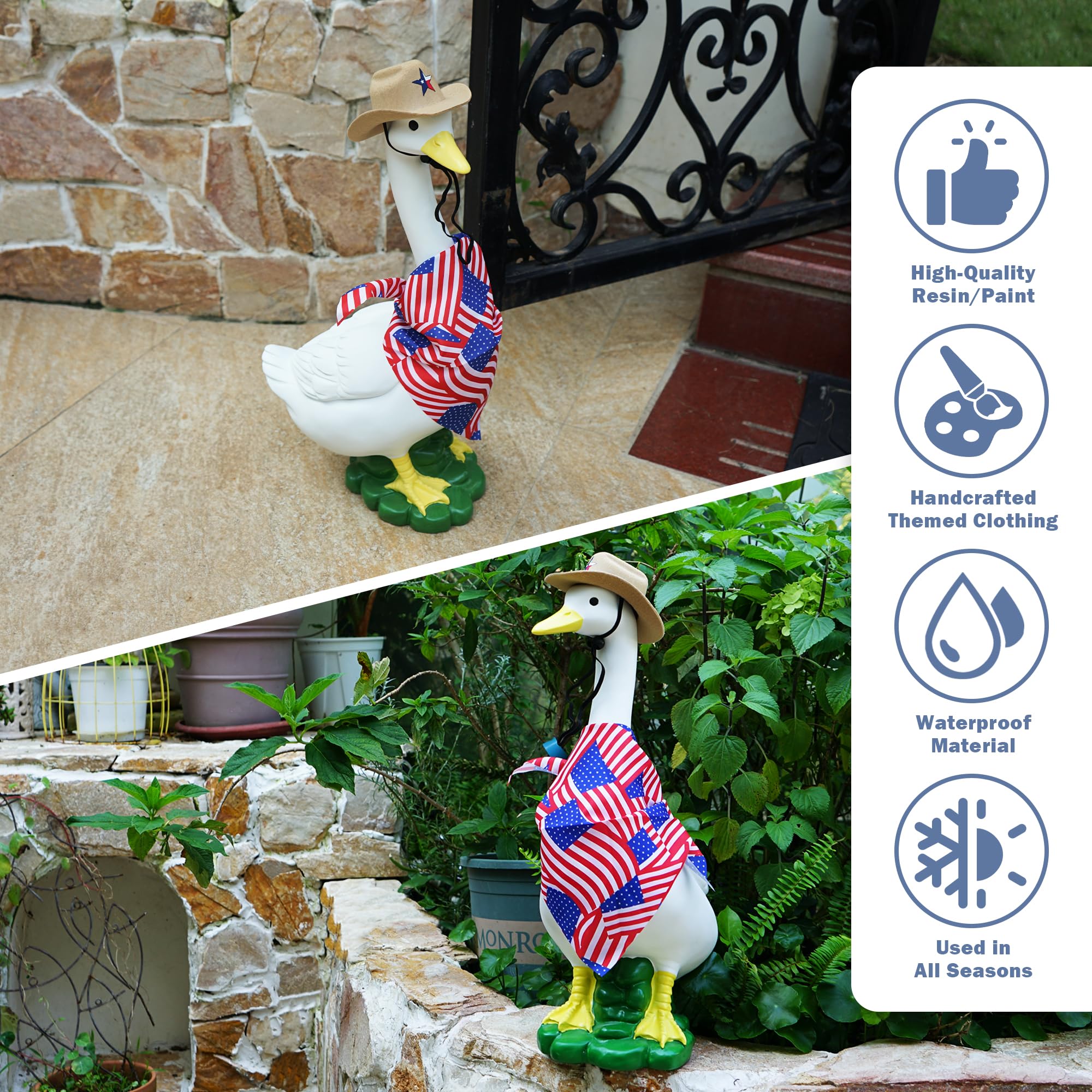 ASDFG goose next to chair for scale showing its 20-inch height