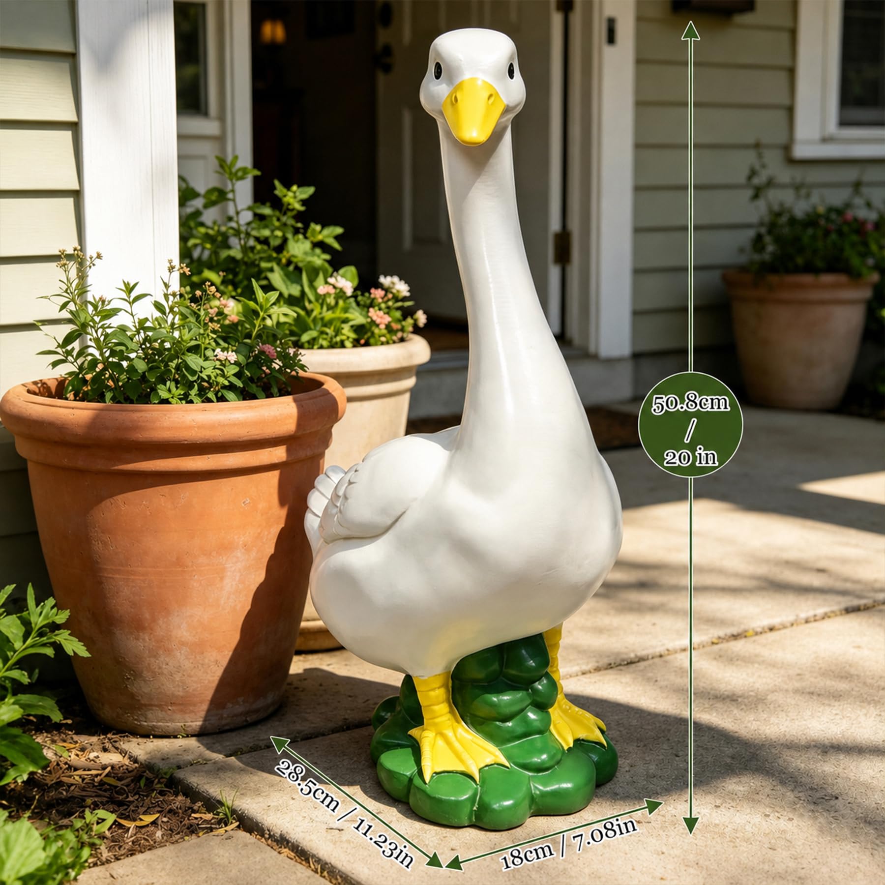 ASDFG goose staged on porch illustrating immediate decorative impact