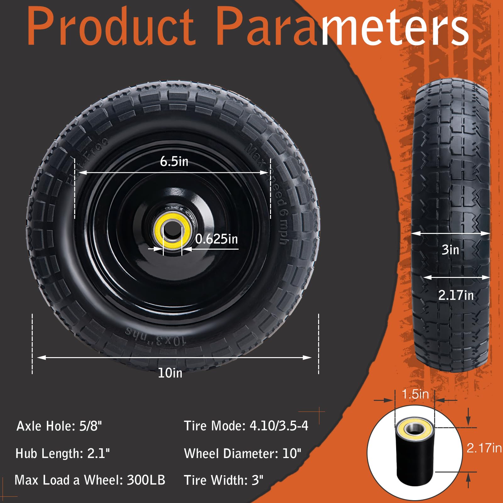 ASDFGHT steel hub and 5/8" bearing close-up showing durable bearing protection