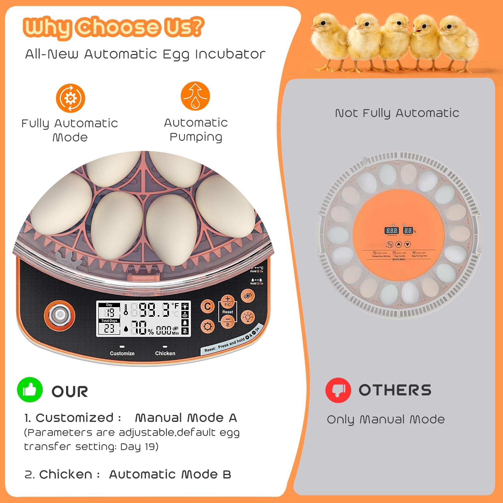 AsFrost built-in candler lighting eggs to check embryo progress