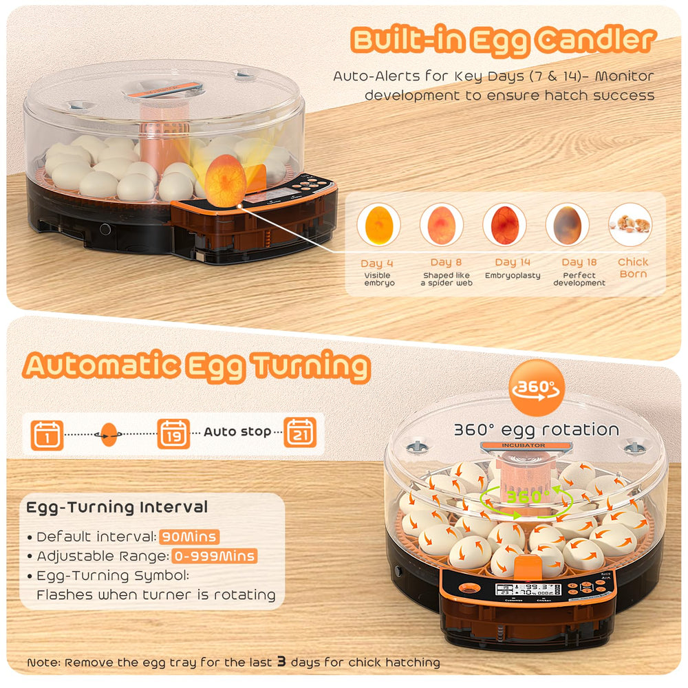 AsFrost egg tray and 360-degree turner detail ensuring even heating
