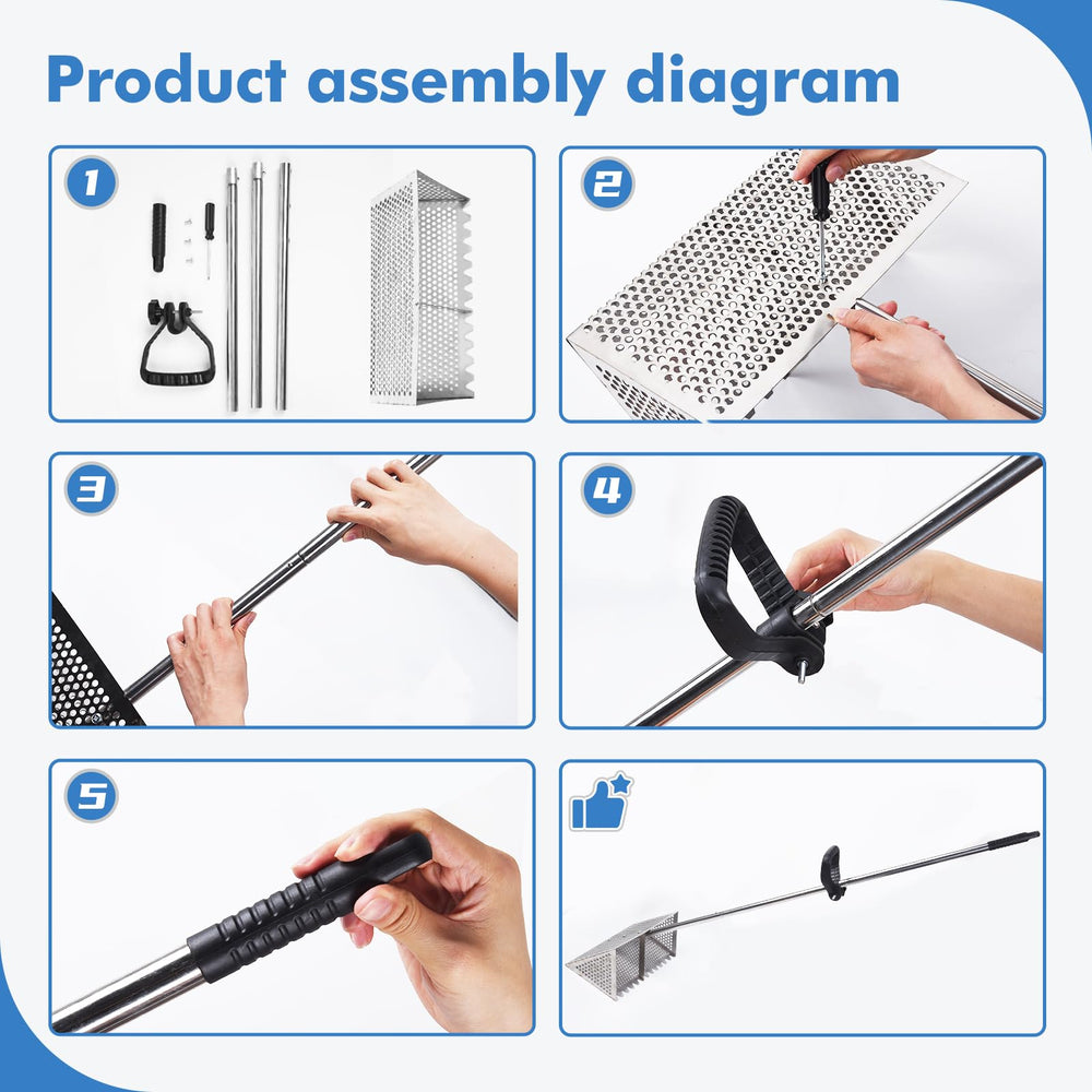AshKiz rake held next to a hand to show scale and comfortable reach benefit