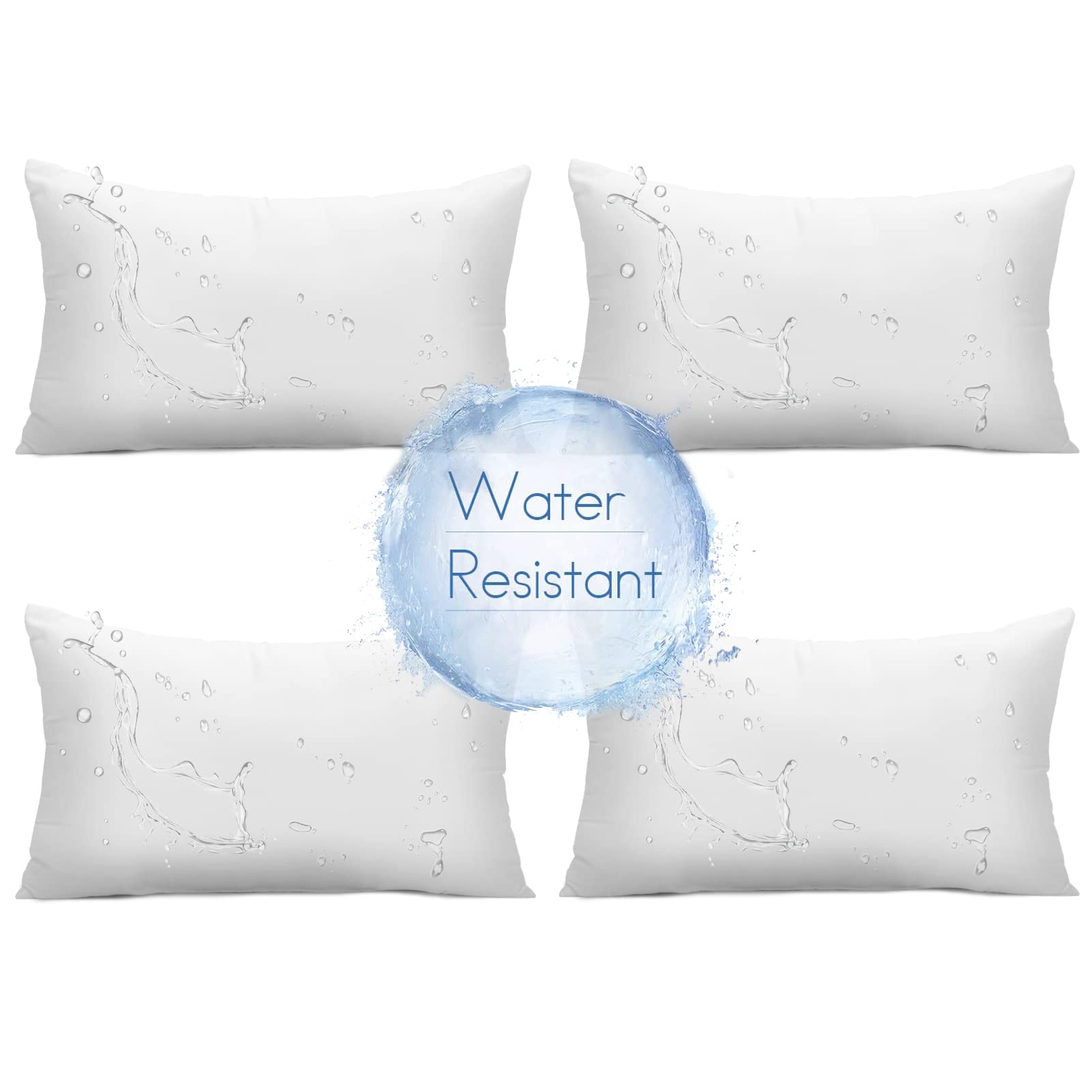 Ashler Home Deco front view of four 12x20 lumbar pillows showing full set benefit