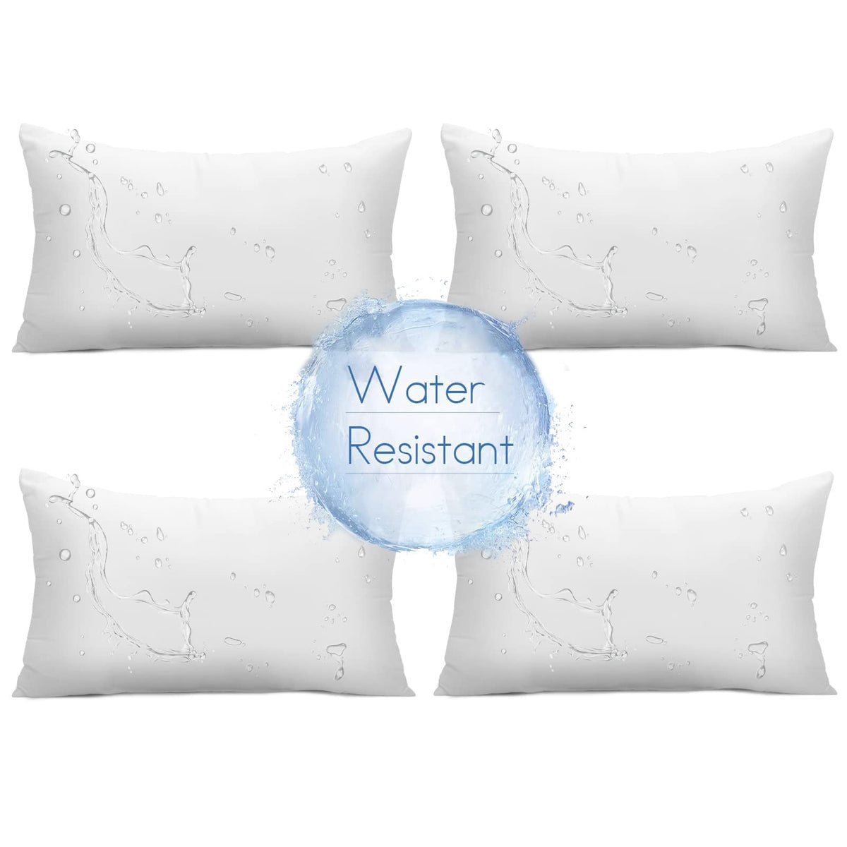 Ashler Home Deco front view of four 12x20 lumbar pillows showing full set benefit