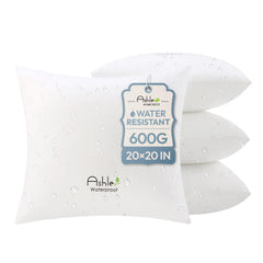 Ashler Home Deco front view of four 20x20 pillows showing uniform shape and style