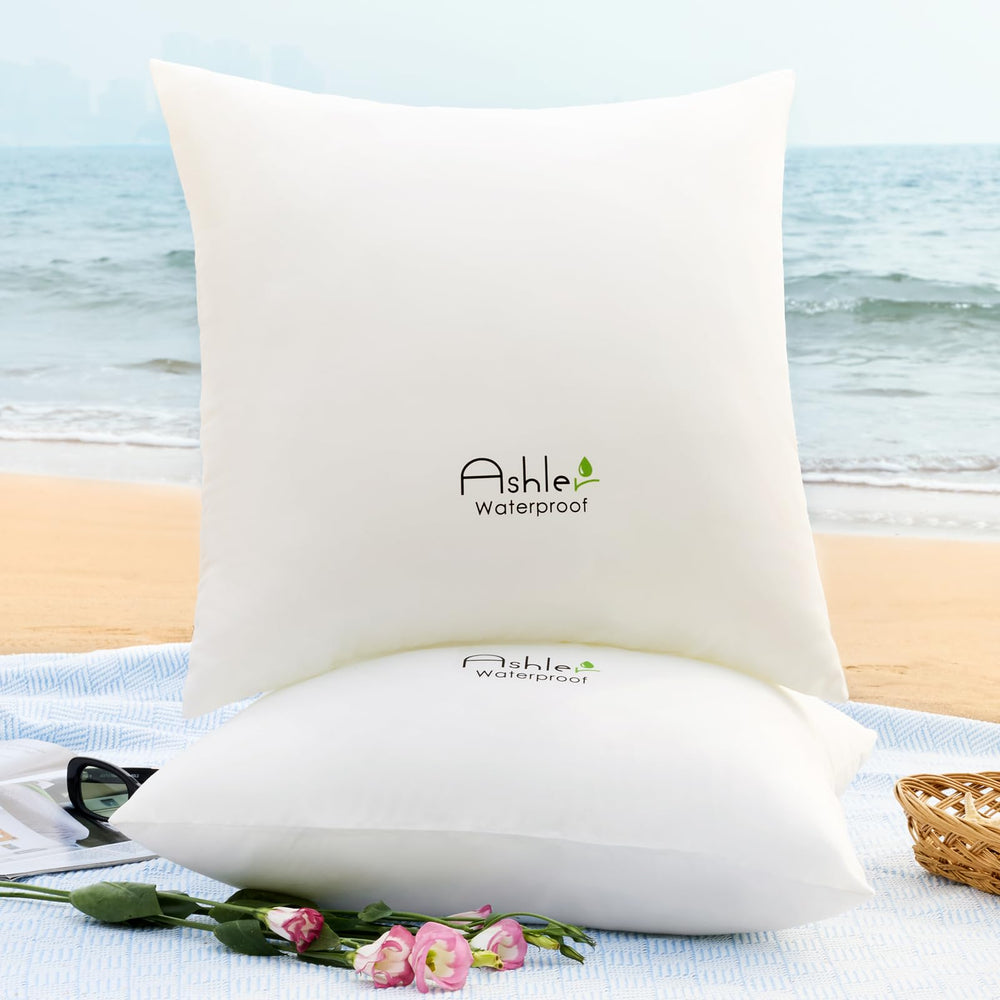 Ashler Home Deco pillows arranged on garden bench to show outdoor versatility