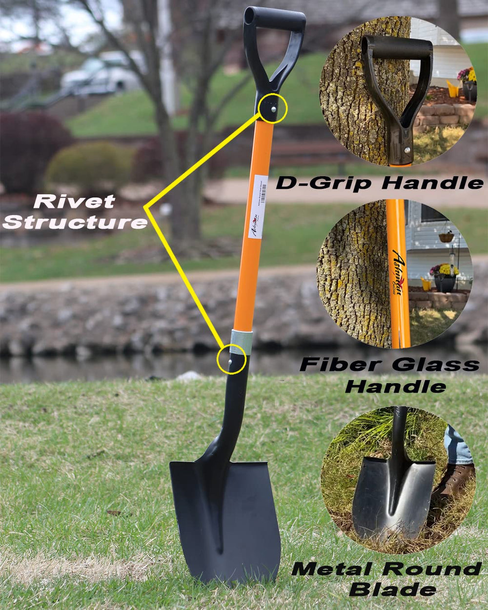 Ashman D-handle detail showing secure grip and reduced slipping benefit