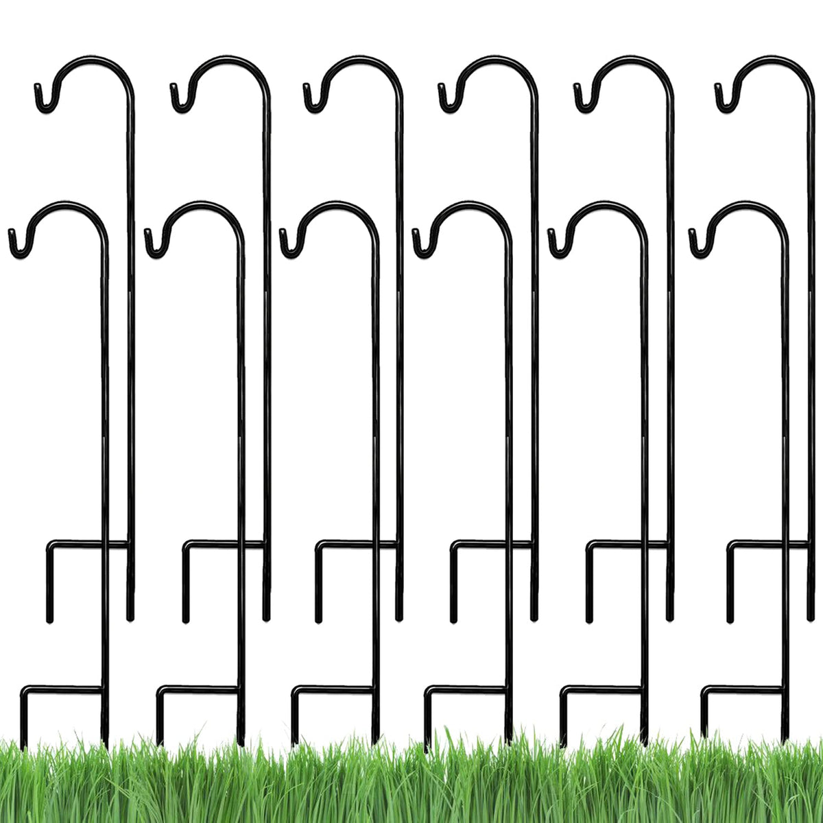 AshmanOnline 12-pack front view showing all black shepherd hooks and packaging benefit durability