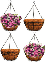 Ashman front view of four-pack hanging baskets showing coordinated style and ease