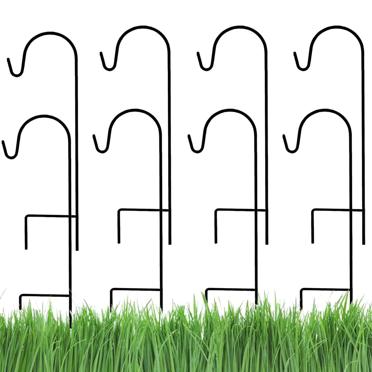 Ashman front view packaging showing eight shepherd hooks ready to use