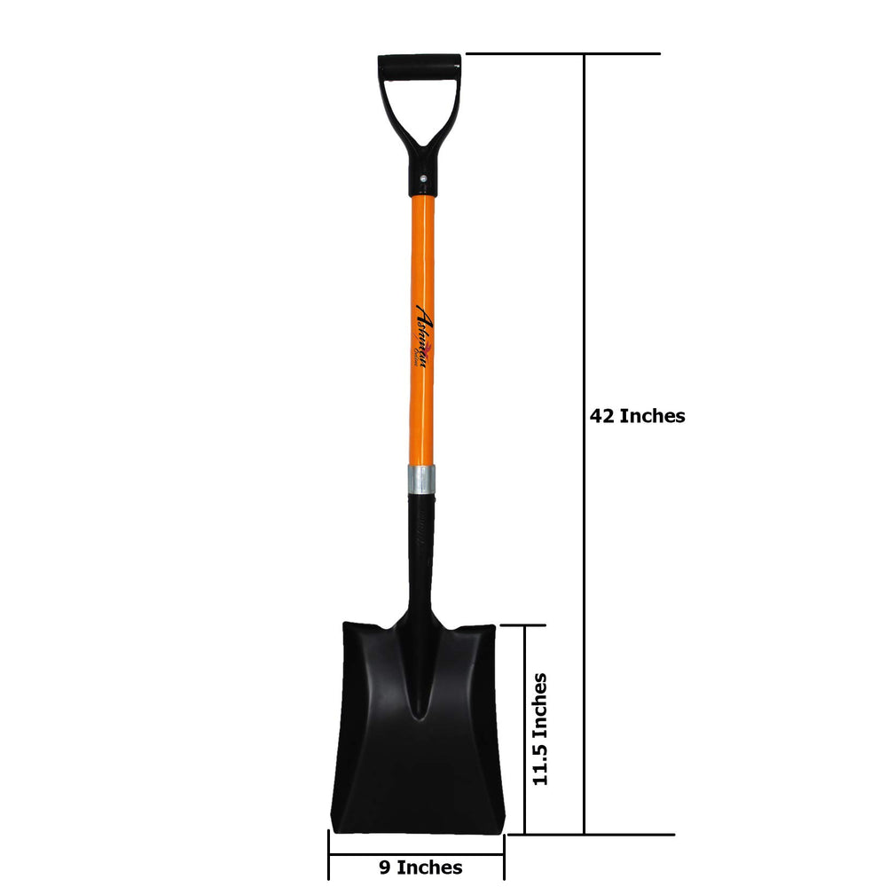 Ashman shovel next to measuring tape showing 41-inch handle for better reach
