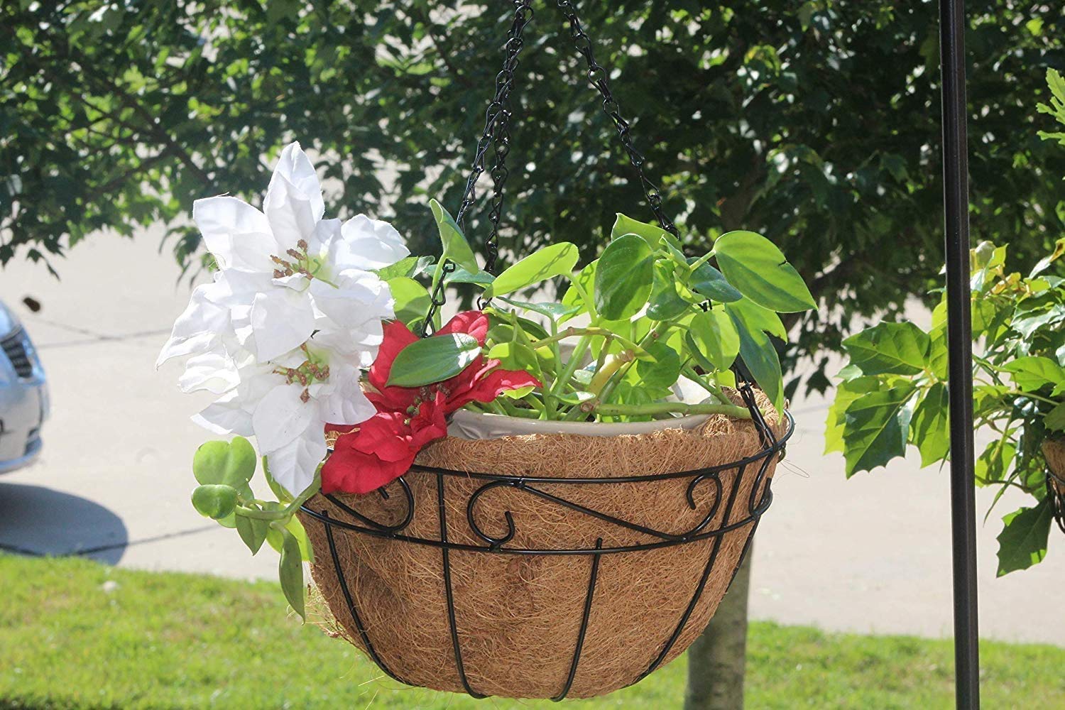 Ashman porch with blooming plants in baskets showing vibrant curb appeal benefit