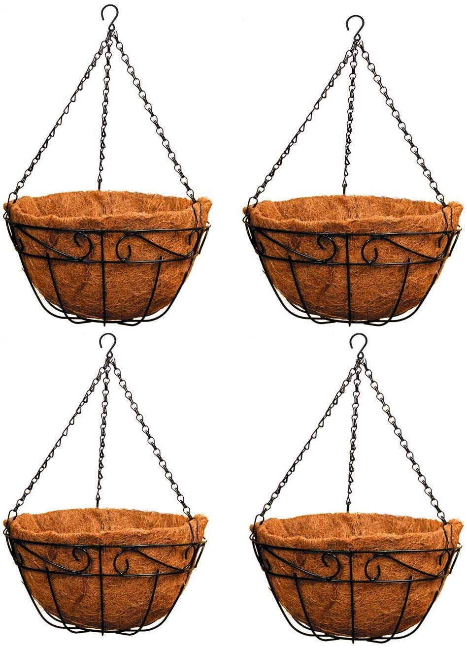 Ashman front view of four hanging baskets showing neat display and curb appeal