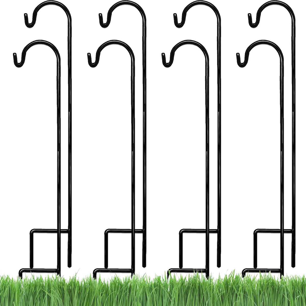 AshmanOnline front view of eight shepherd's hooks showing ready-to-use set