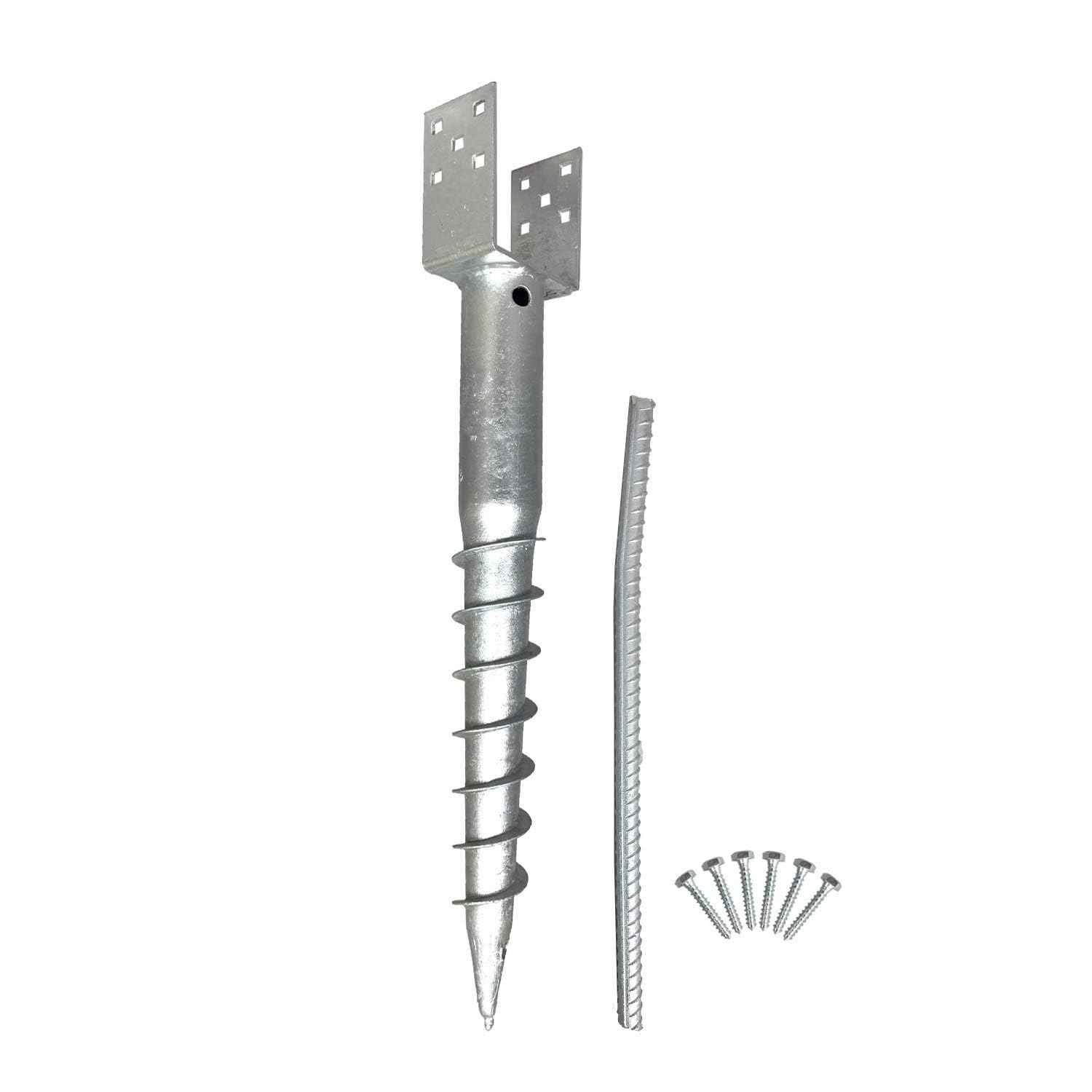 AshmanOnline ground screw front view showing U-model bracket and stable base benefit