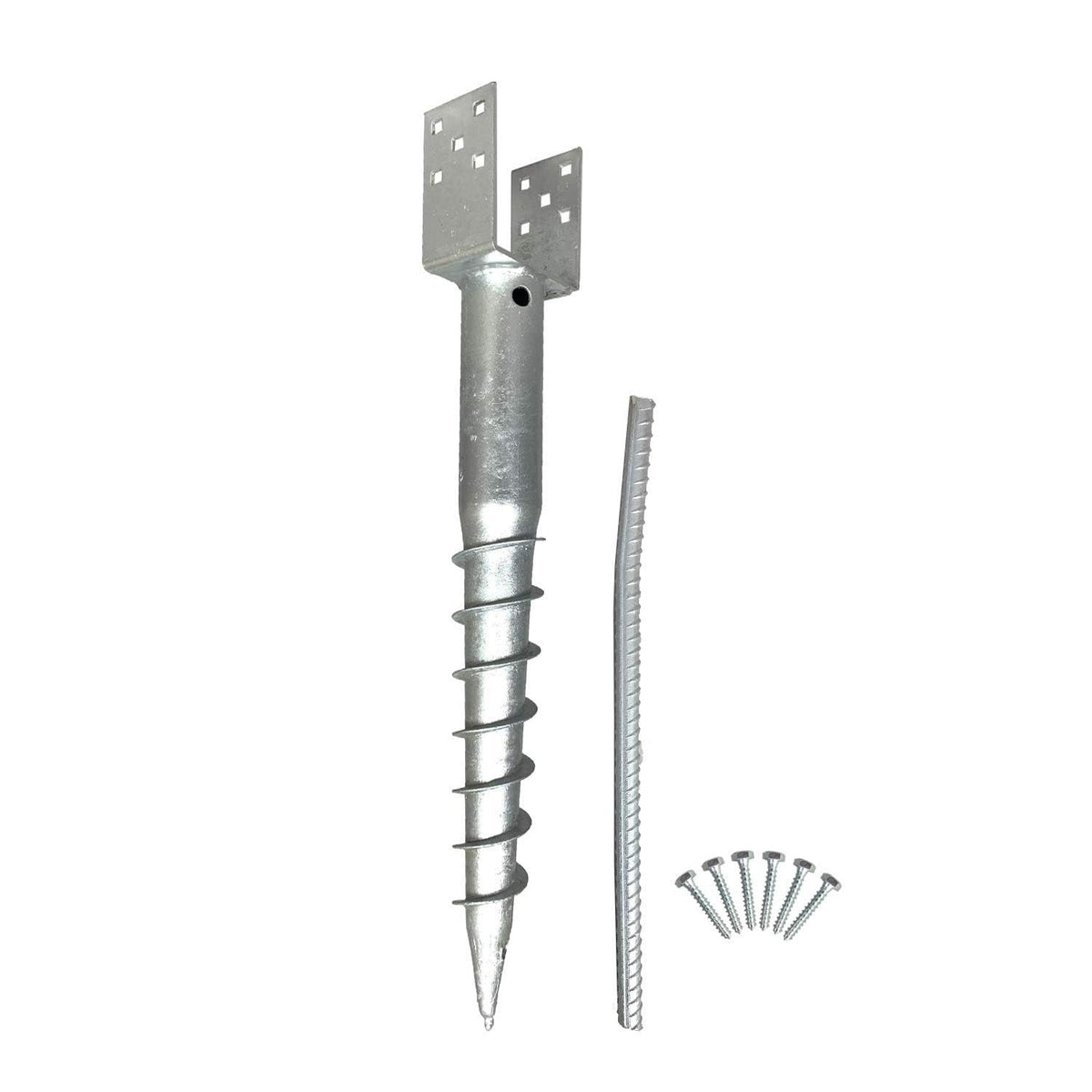 AshmanOnline ground screw front view showing U-model bracket and stable base benefit