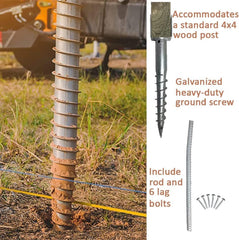 AshmanOnline tightening rod and six lag bolts displayed for easy installation benefit