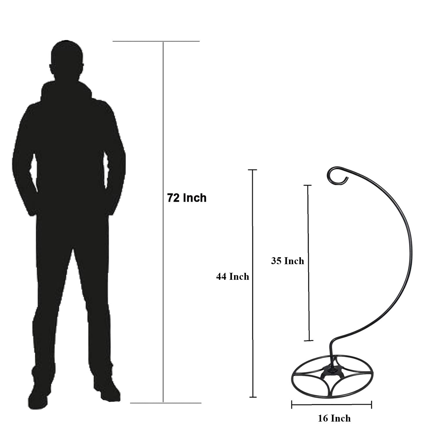AshmanOnline shepherd hook next to measuring tape showing 46-inch height scale