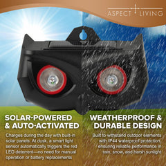 Aspect Living close-up of dual red LEDs highlighting visual deterrent