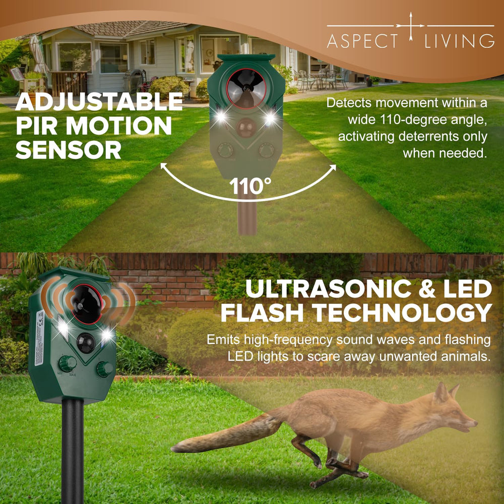 Aspect Living bright LED flash demo outdoors illustrating visible deterrent