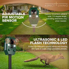 Aspect Living bright LED flash demo outdoors illustrating visible deterrent