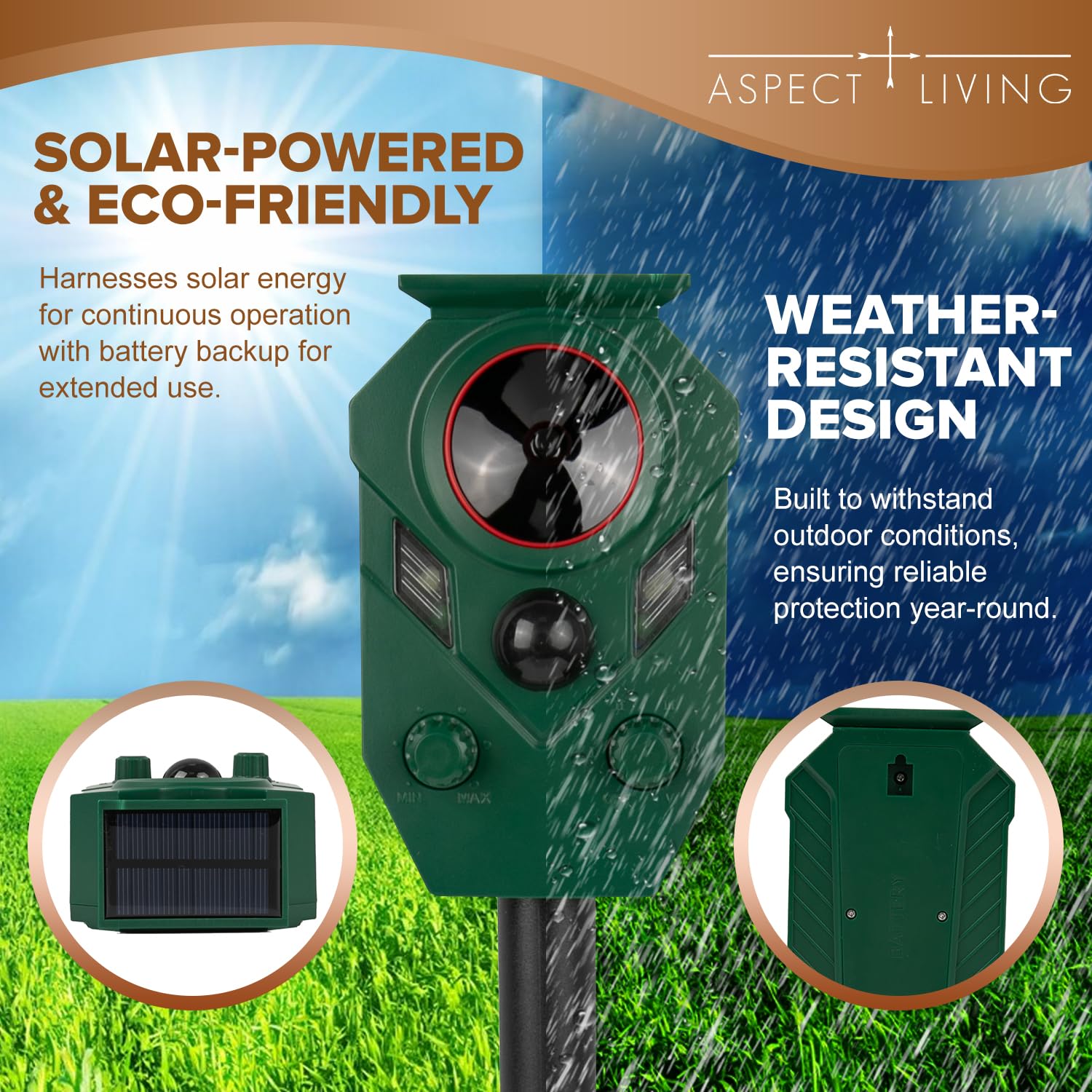 Aspect Living PIR motion sensor detail showing quick animal detection