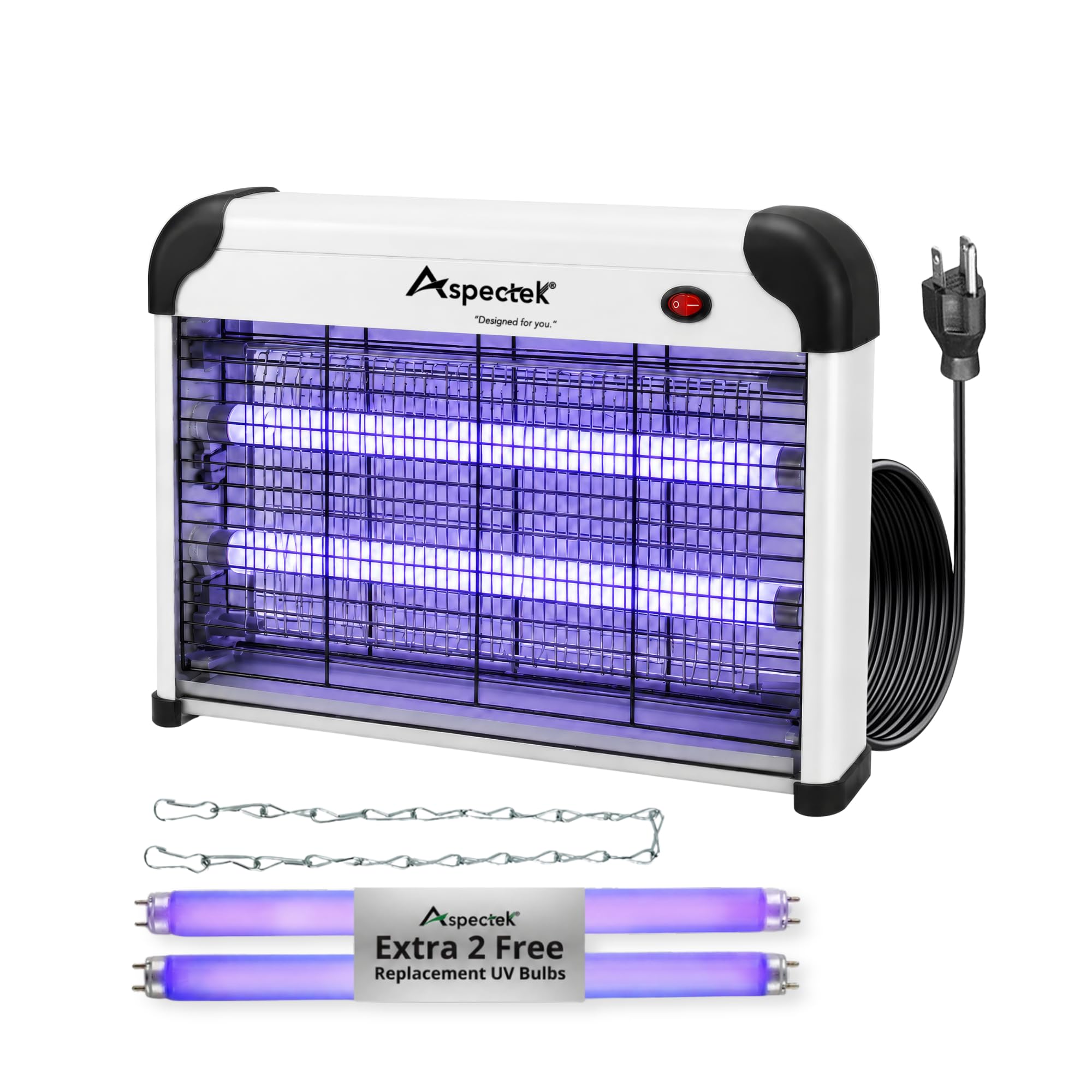 ASPECTEK front view showing zapper and open 360° intake for effective attraction
