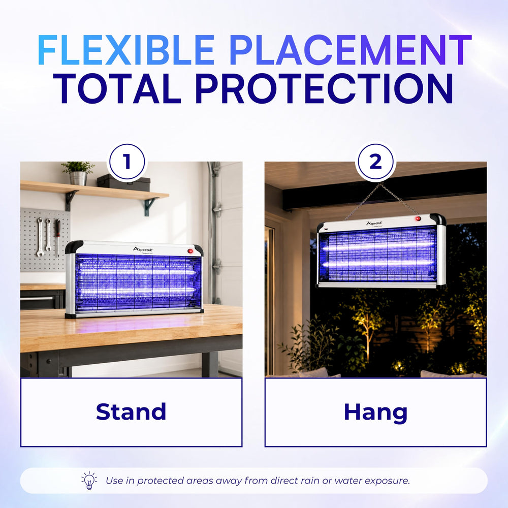 ASPECTEK unit on kitchen counter reducing flying insects in dining spaces