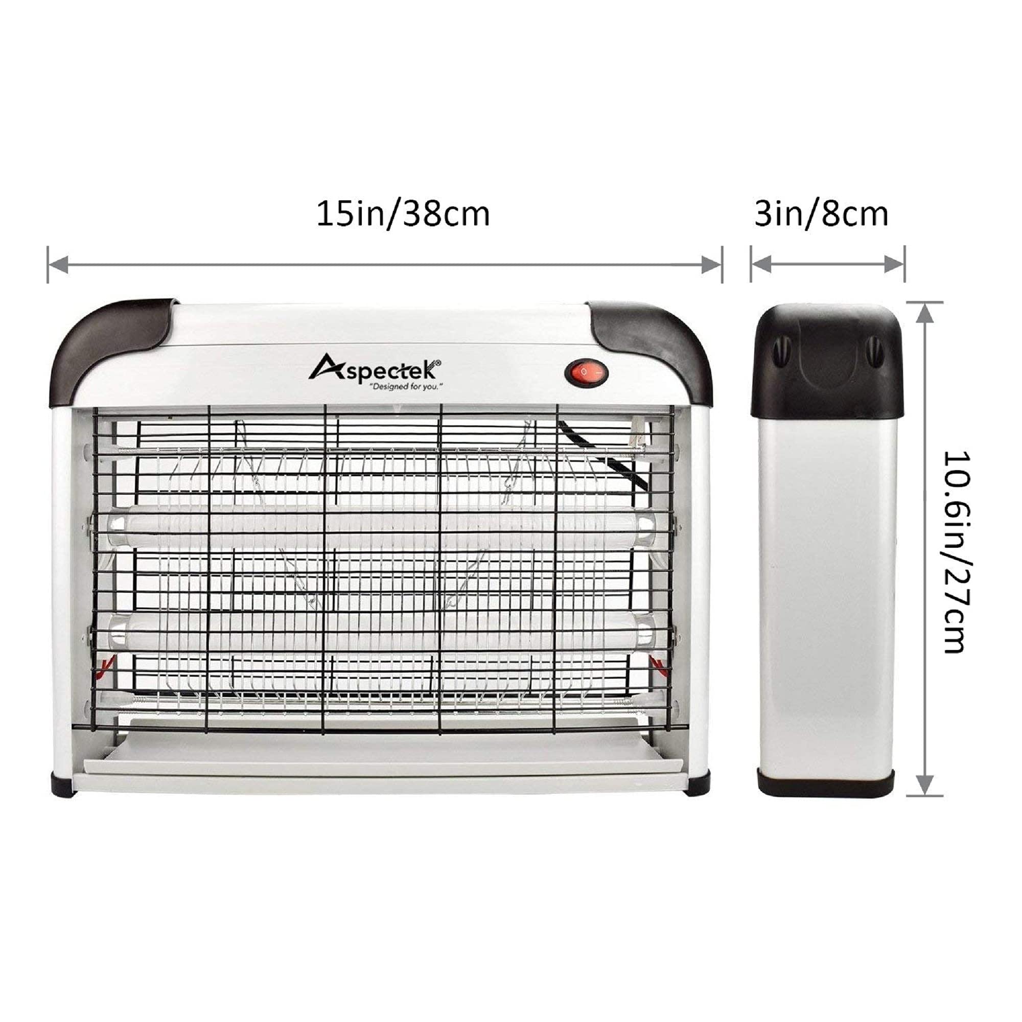ASPECTEK detail of UV bulbs and grid demonstrates powerful insect elimination