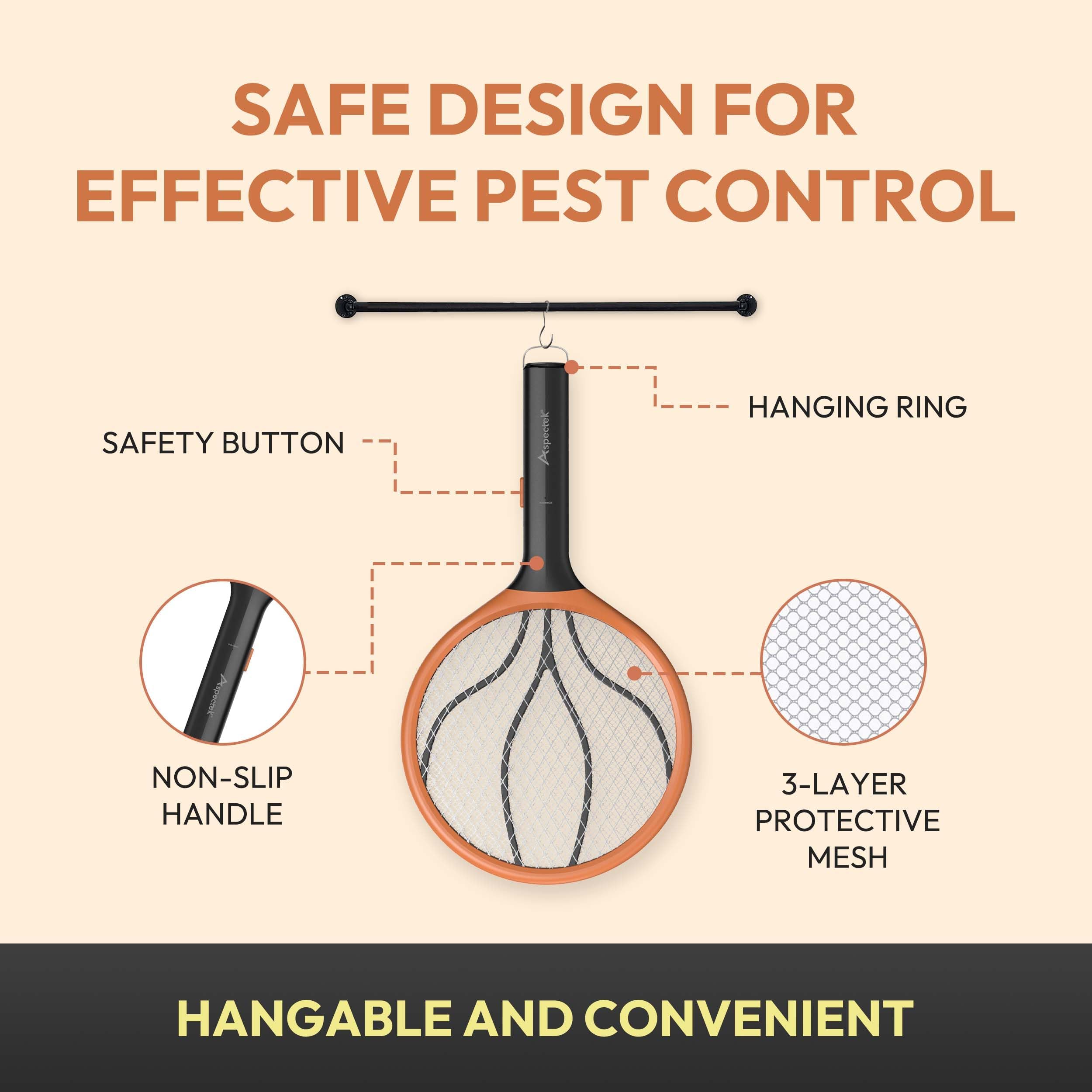 ASPECTEK zapper held in hand demonstrating easy use and portable insect control benefit