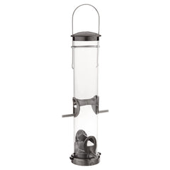 Aspects brushed nickel feeder front view shows 4 stations and easy refill benefit