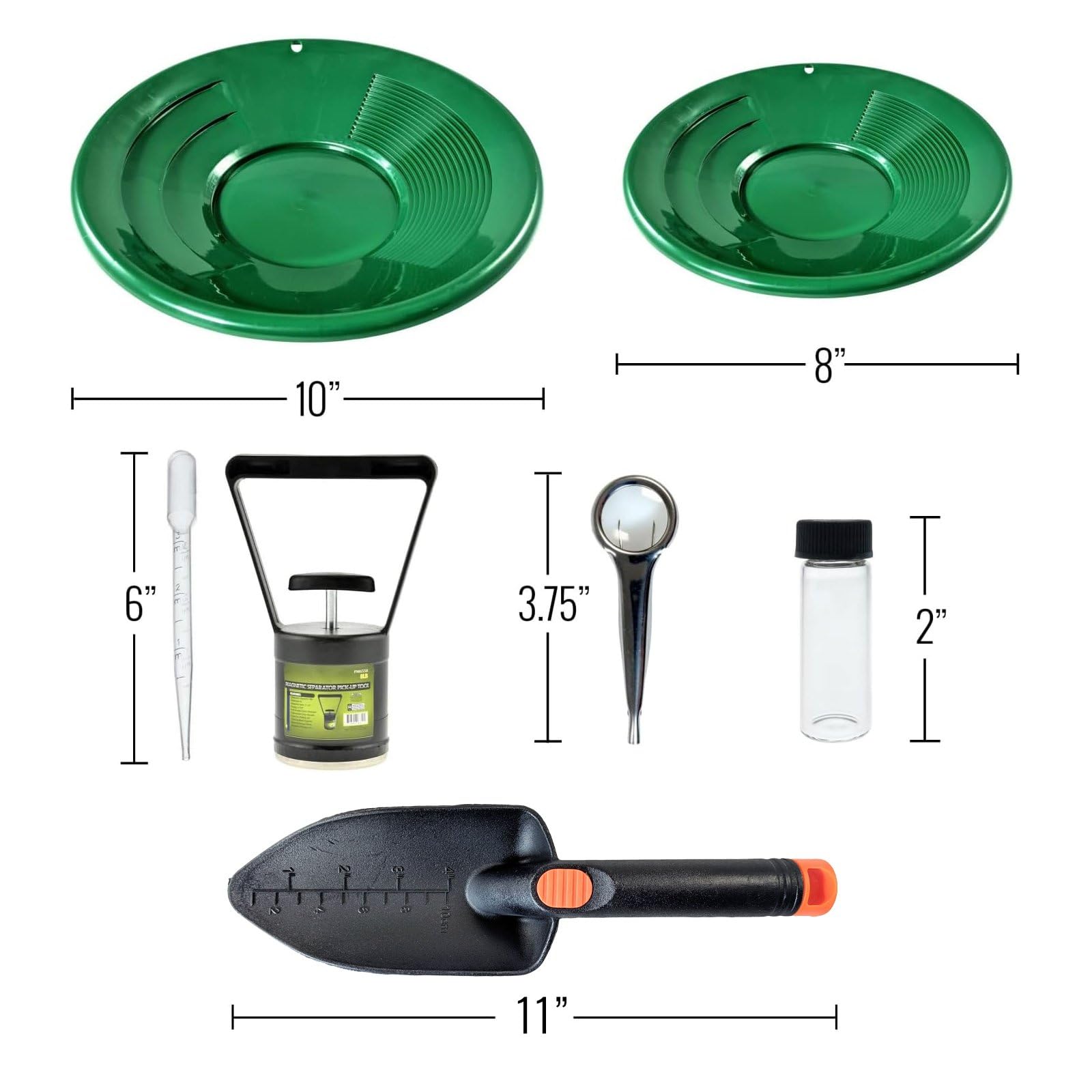 ASR Outdoor 10-inch dual riffle pan top view enhances gold visibility and sorting