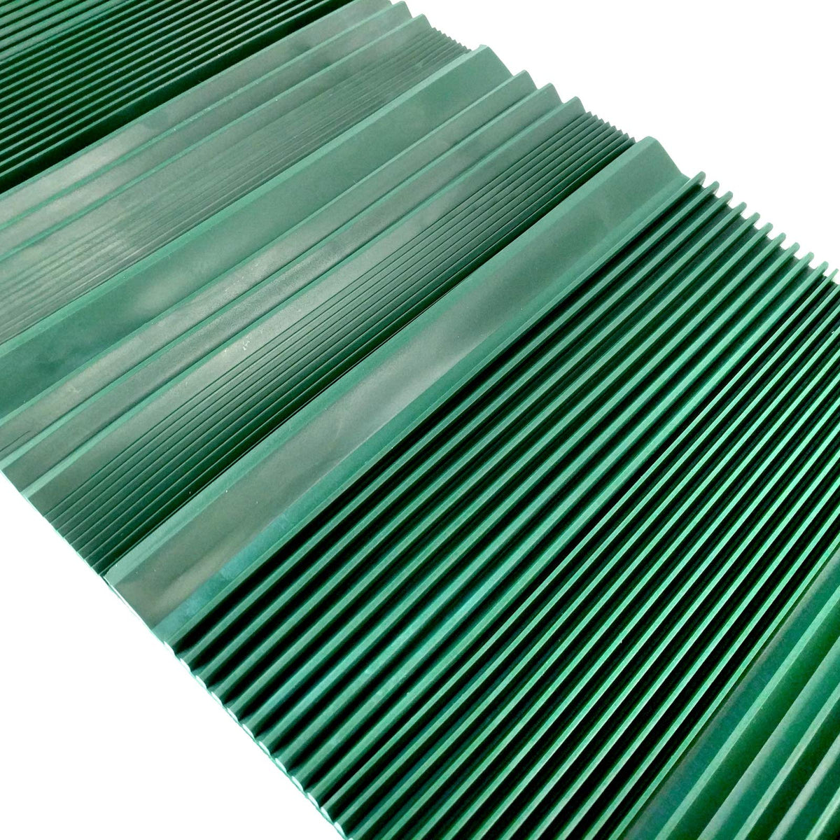 ASR Outdoor front view of rubber riffled sluice mat showing size and layout, durable and flexible