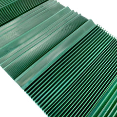 ASR Outdoor front view of rubber riffled sluice mat showing size and layout, durable and flexible