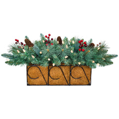 Assilyraft front view of 26-inch blue spruce centerpiece showing festive finish