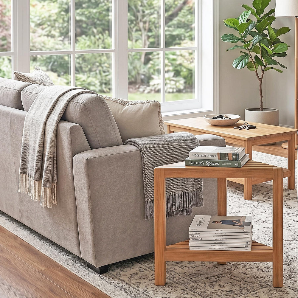 Asta Aris lower shelf detail showing extra storage convenience benefit