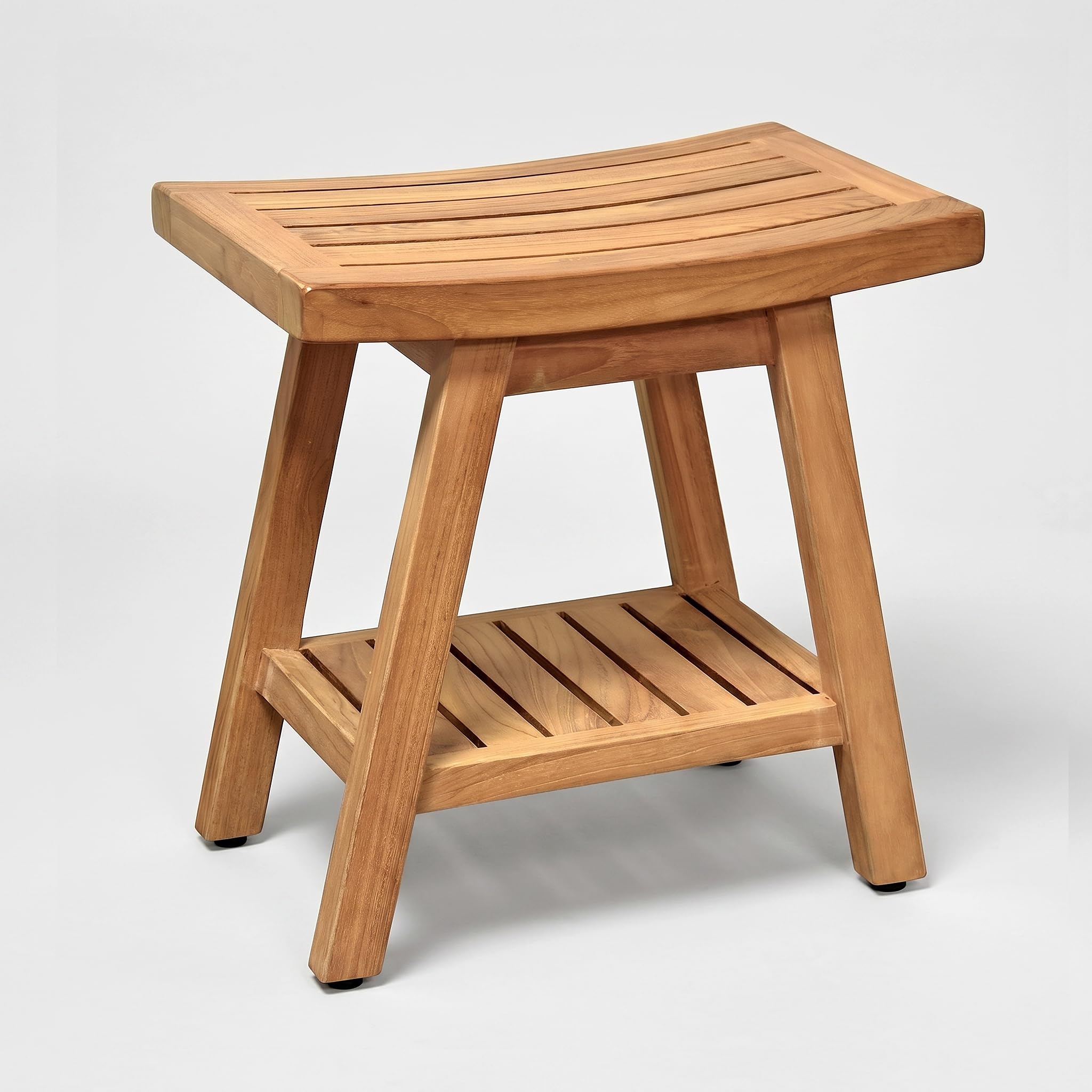 Asta Furniture front view of teak bench showing clean lines and sturdy build