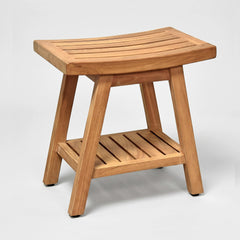 Asta Furniture front view of teak bench showing clean lines and sturdy build