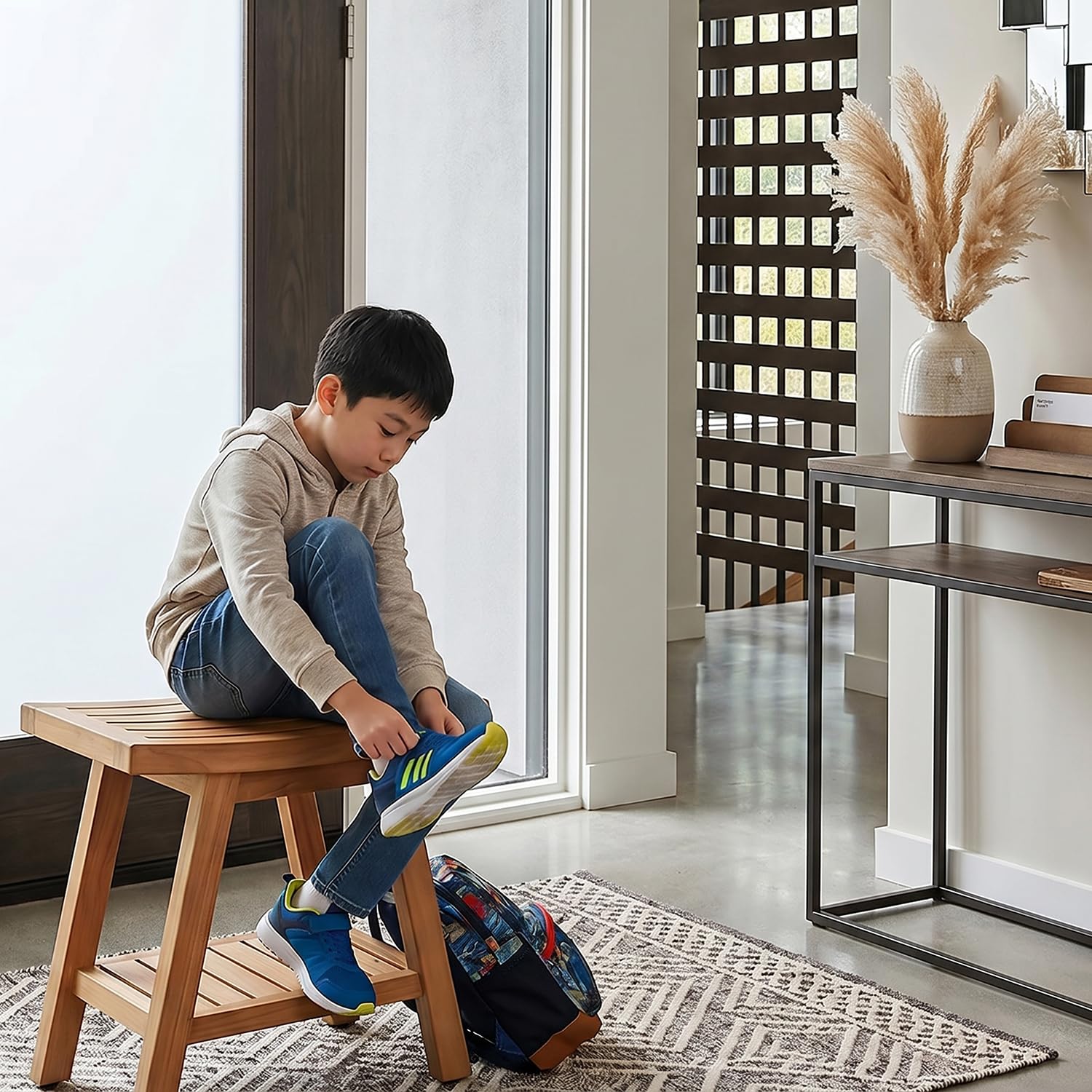 Asta Furniture bench in shower setting showing water-resistant use