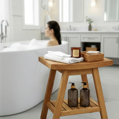 Asta Furniture top closeup highlighting silk-smooth teak finish and rounded edges