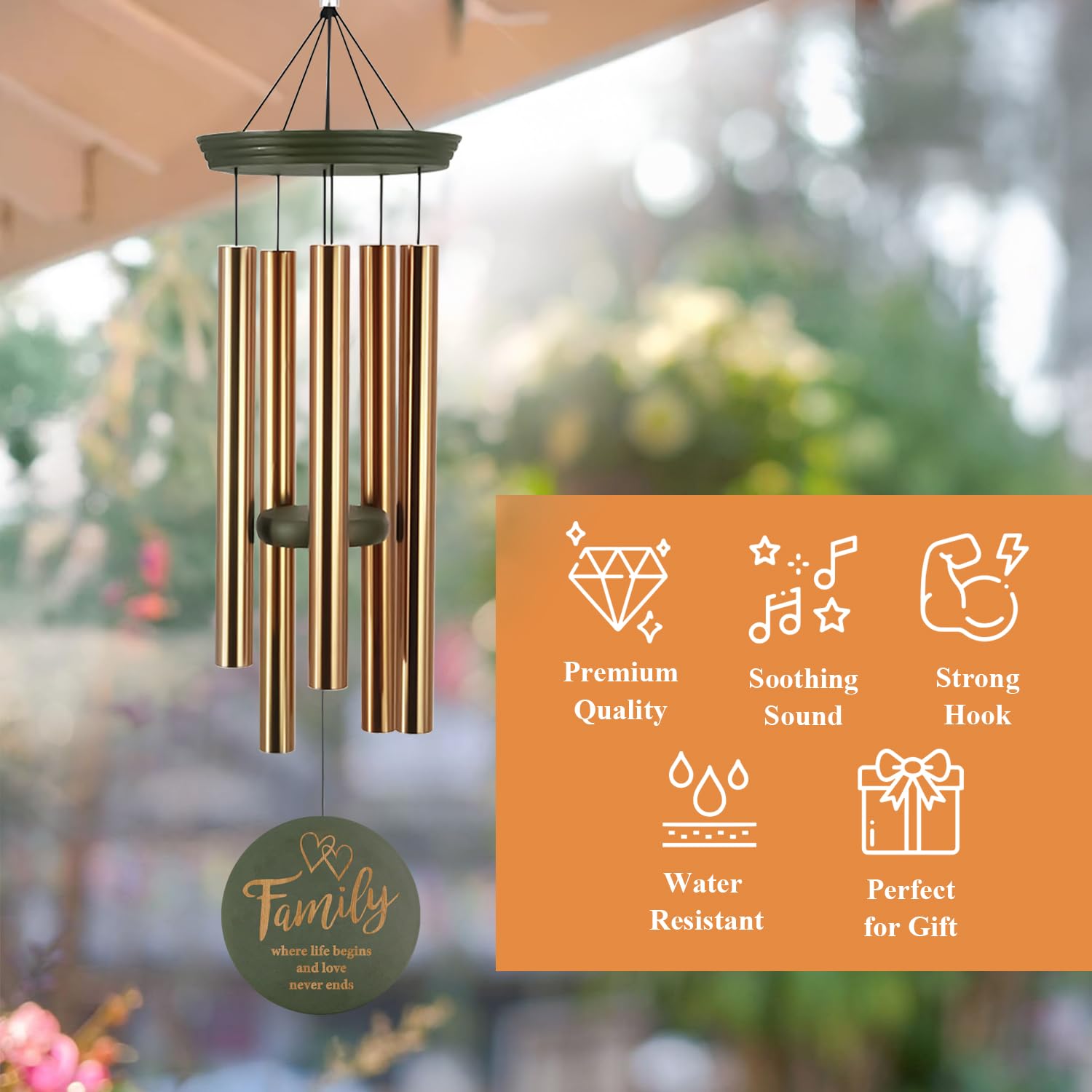 ASTARIN wind chime hanging in garden adding gentle sound and visual interest