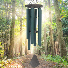 ASTARIN front view showing forest green wind chimes and sturdy hook benefiting outdoor decor