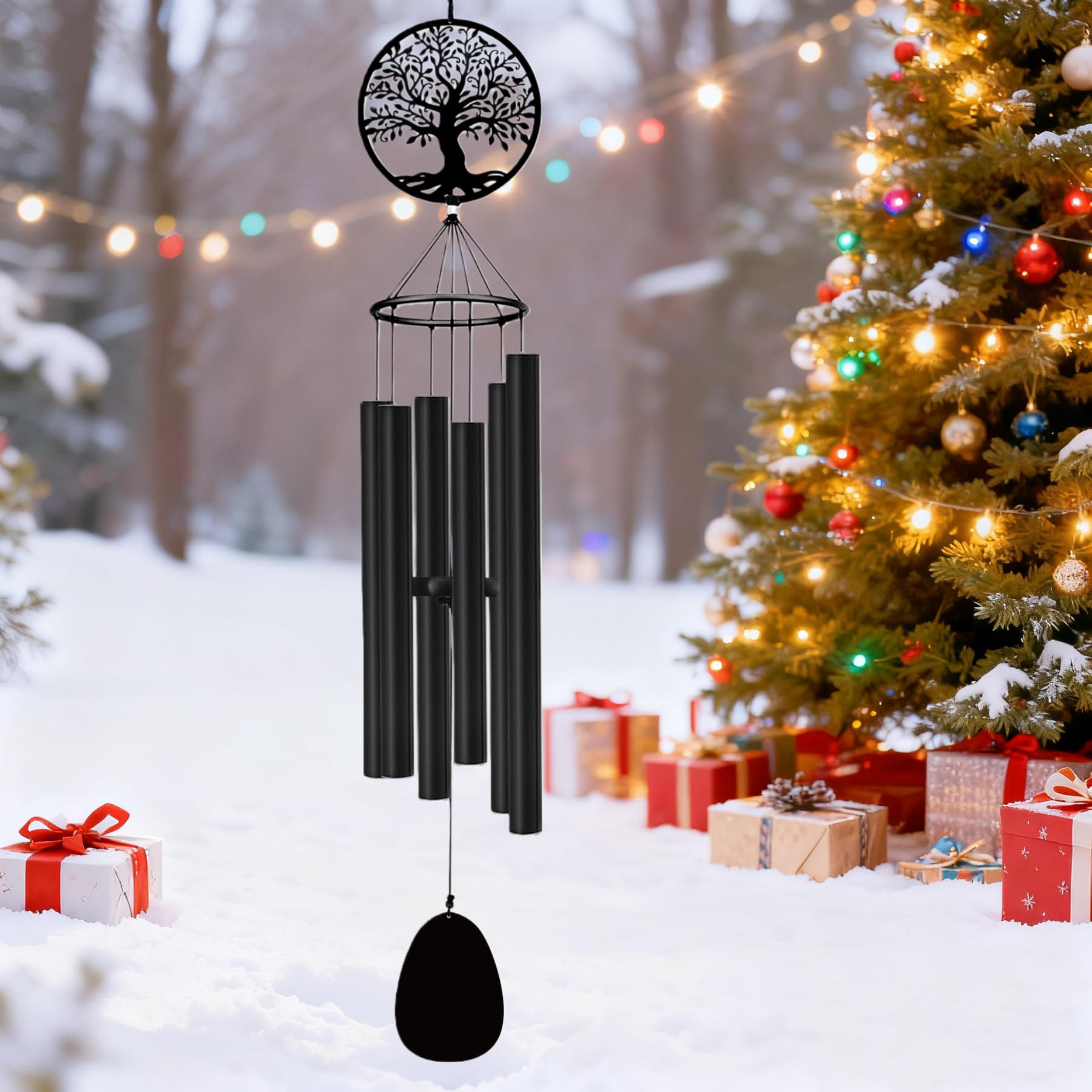 ASTARIN front view of 36-inch wind chime showing full design and deep tone benefit