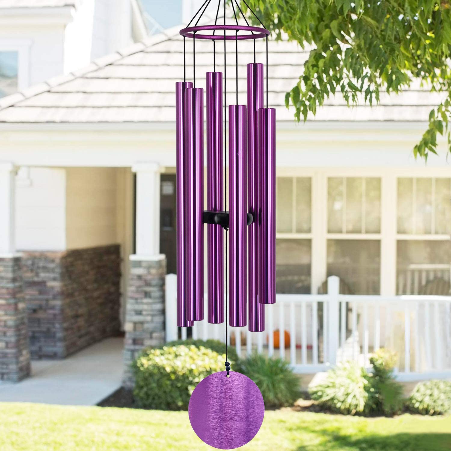 ASTARIN front view of 36-inch wind chimes showing full length and finish benefits