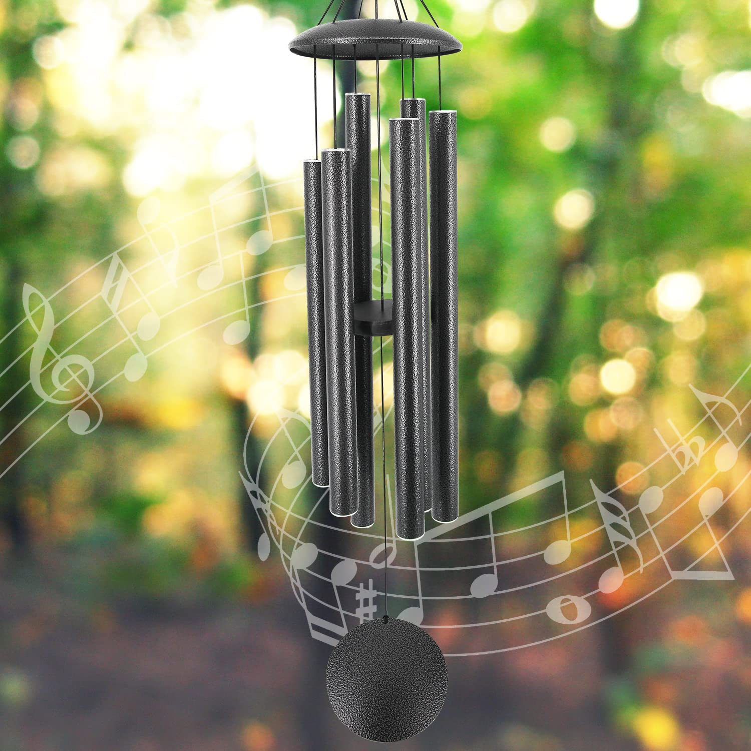 ASTARIN front view of 45-inch wind chimes showing full-length design and finish benefits