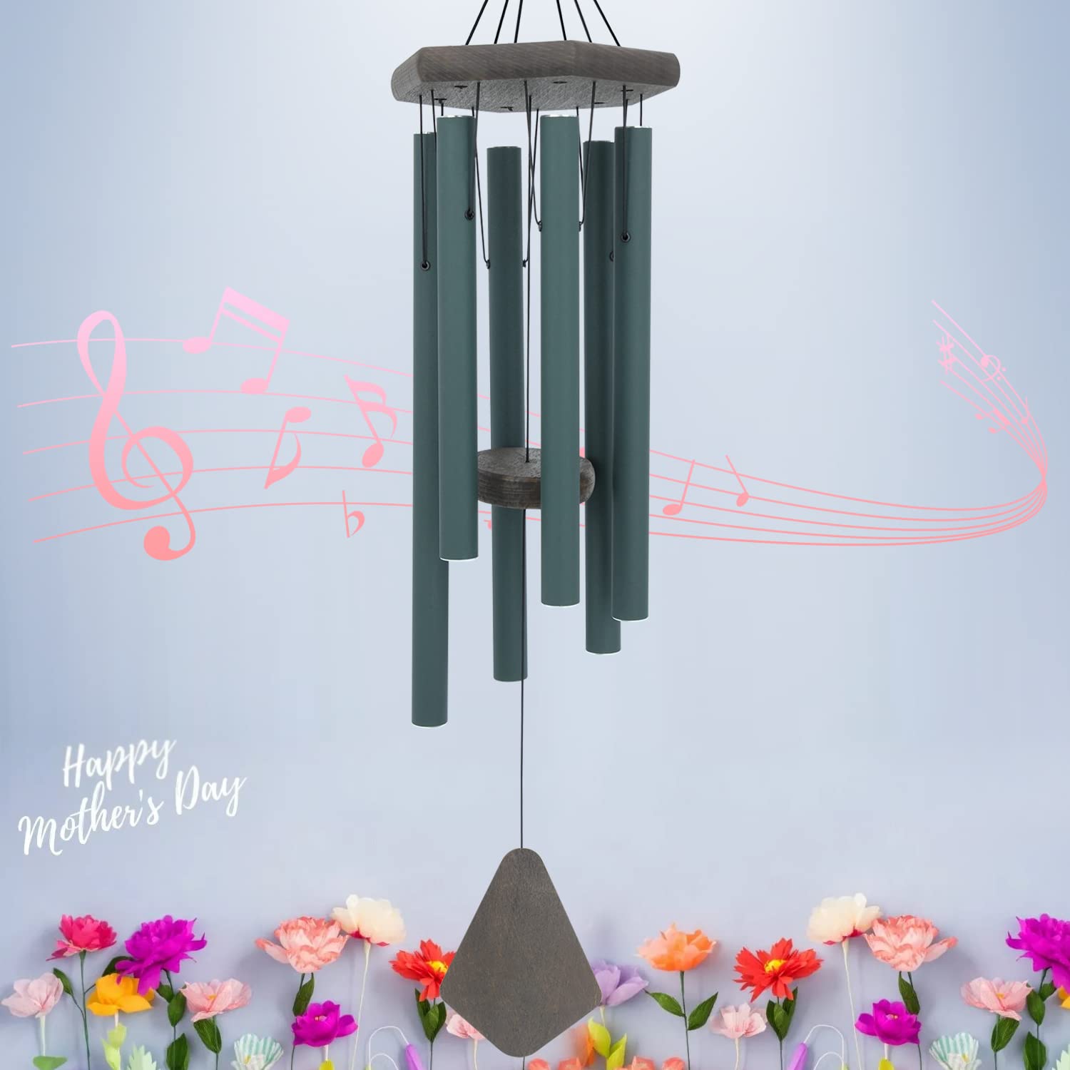 ASTARIN front view of 30 inch wind chime showing elegant profile and durable finish
