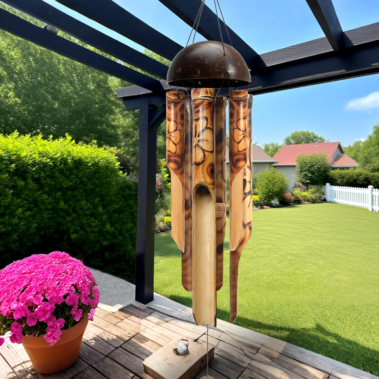 ASTARIN full front view showing bamboo chimes and elegant profile, adds calm