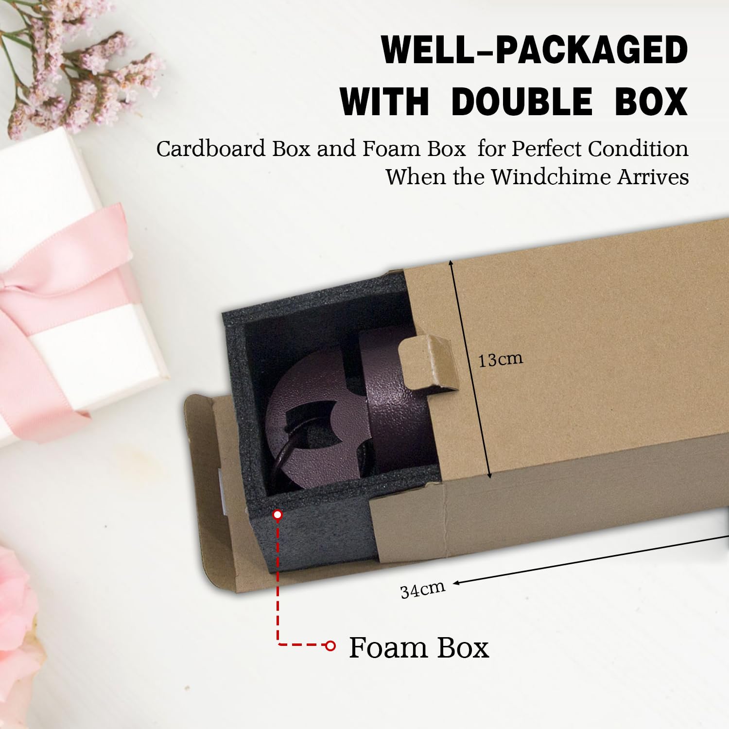 ASTARIN double-packaged inside foam protecting chime during shipping